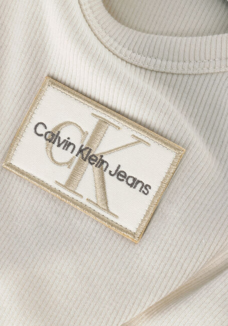 Gebroken wit CALVIN KLEIN  RIB BADGE LS TOP - large