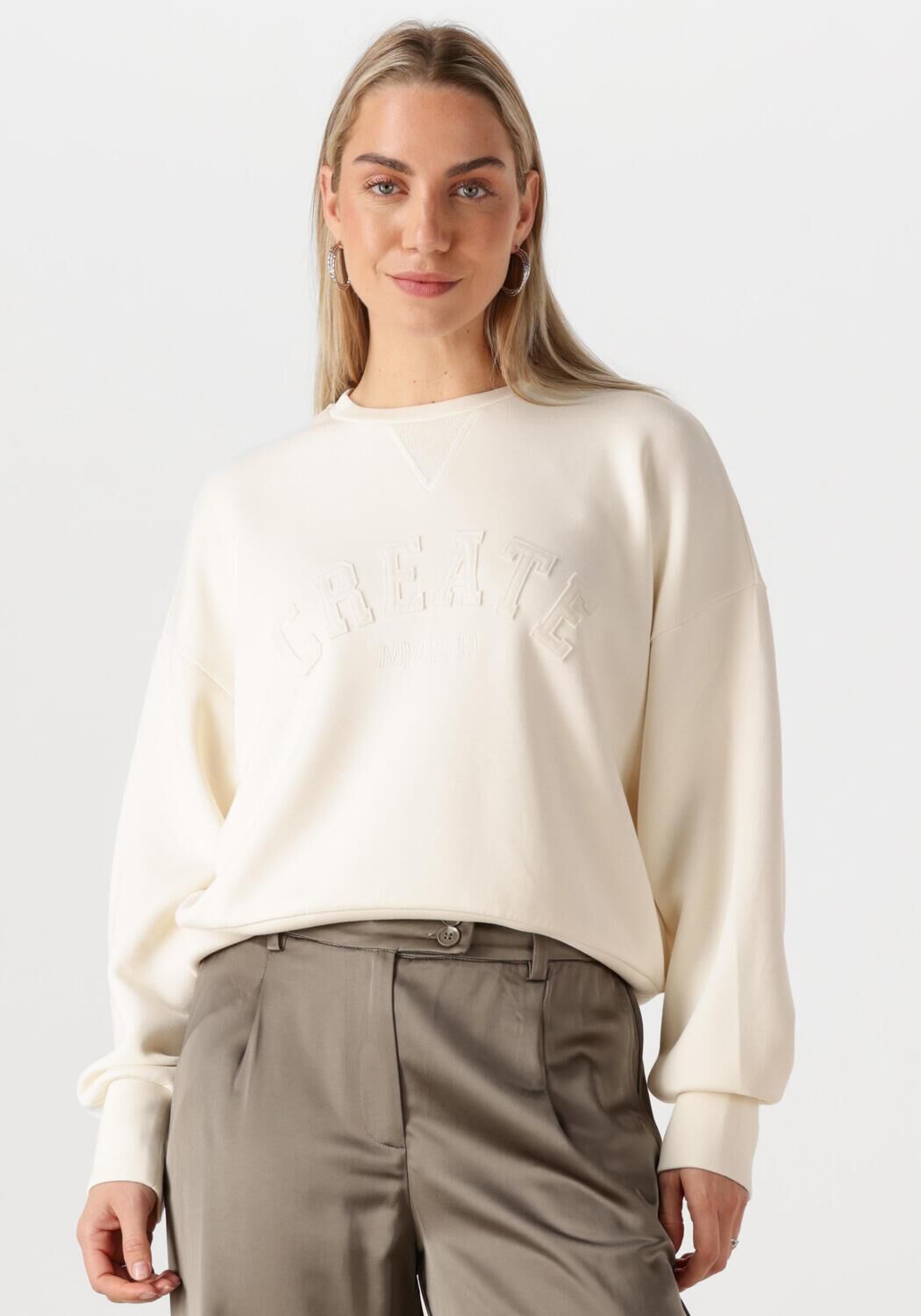 MOS MOSH Coole Sweatshirt met Retro College Vibes Beige Dames