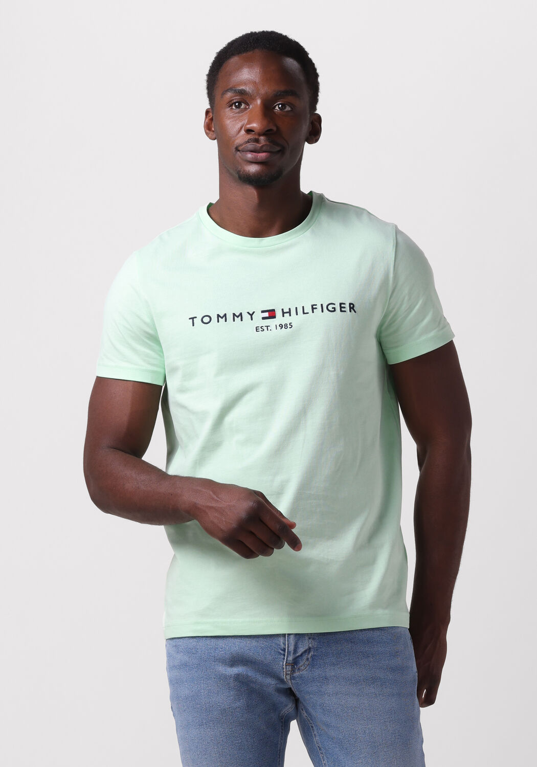 TOMMY HILFIGER Heren Polo's & T-shirts Tommy Logo Tee Mint