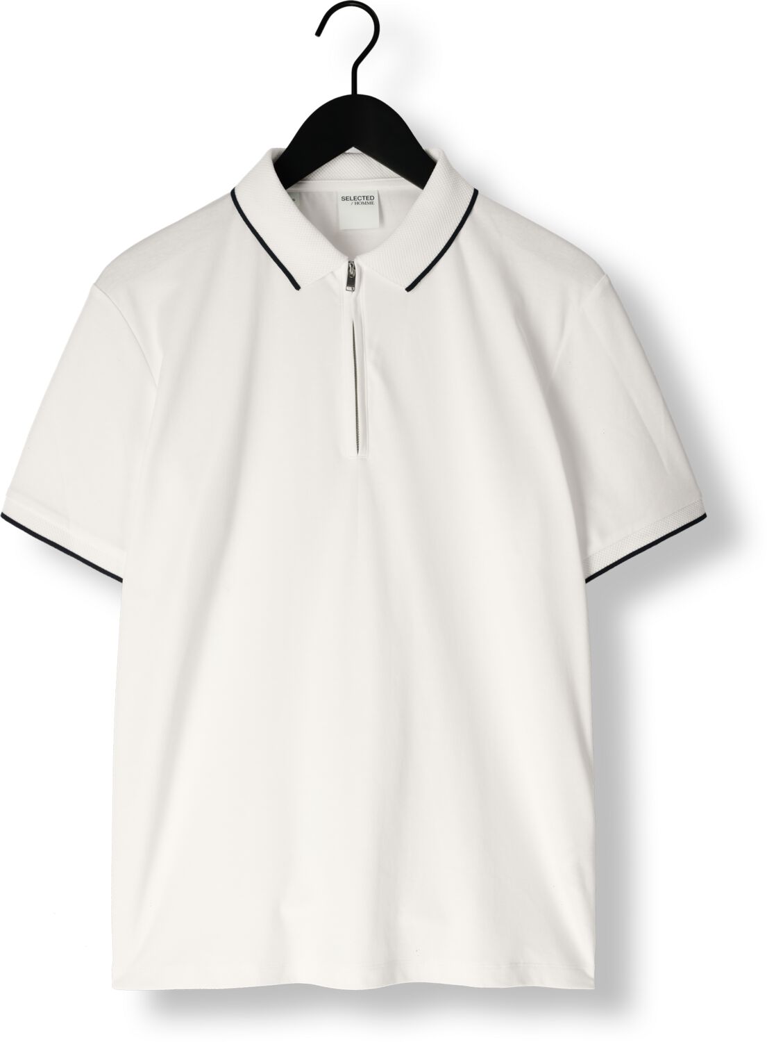 SELECTED HOMME Heren Polo's & T-shirts Slhfave Sport Zip Ss Polo Noos Wit