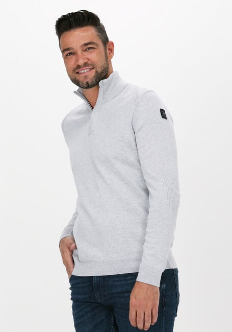 Lichtgrijze VANGUARD Sweater HALF ZIP COLLAR COTTON MELANGE - large