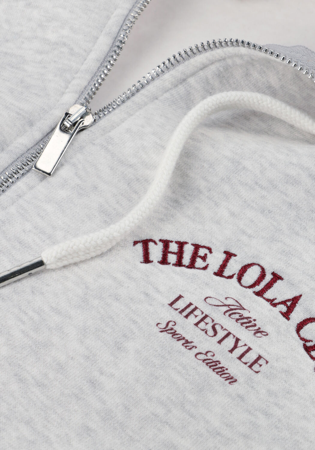 Lichtgrijze THE LOLA CLUB Sweater MAYA ZIP THROUGH HOODIE - large