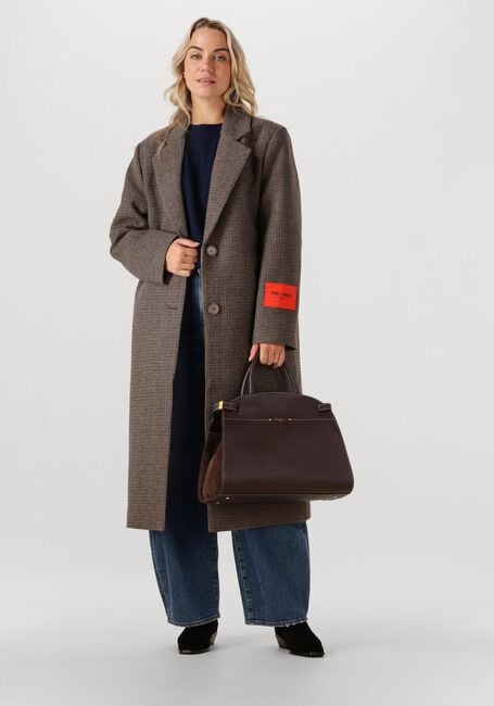 Bruine ALIX THE LABEL Mantel LADIES WOVEN CHECKED COAT - large