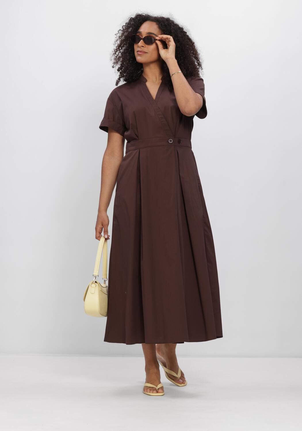 Bruine CO'COUTURE Midi jurk ELARACC WRAP SS DRESS - large