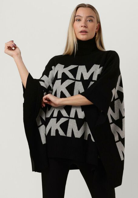 Zwarte MICHAEL KORS Coltrui OVERSIZE MK LOGO PONCHO - large