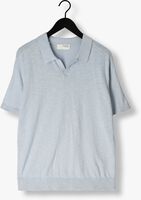 Lichtblauwe SELECTED HOMME Polo SLHBERG LINEN SS KNIT OPEN POLO