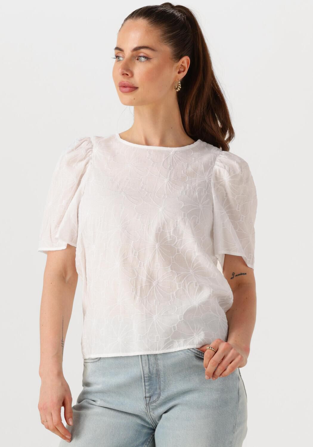 OBJECT Dames Tops & T-shirts Objilly S s Re O-neck Top 138 Wit
