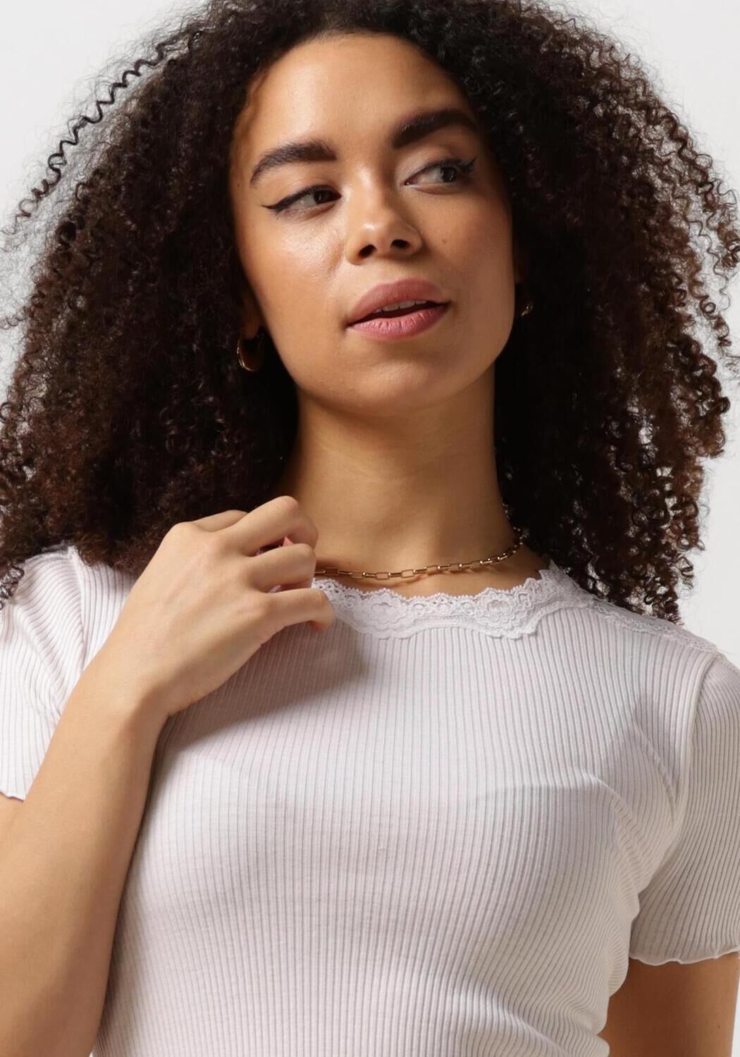 ROSEMUNDE Dames Tops & T-shirts Benita Silk T-shirt W Lace Wit
