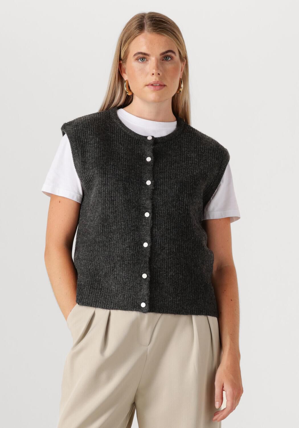 NEO NOIR Dames Truien & Vesten Everest Knit Vest Donkergrijs