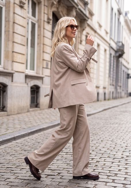 Beige SUMMUM Wijde broek TROUSERS WIDE LEG TWILL - large