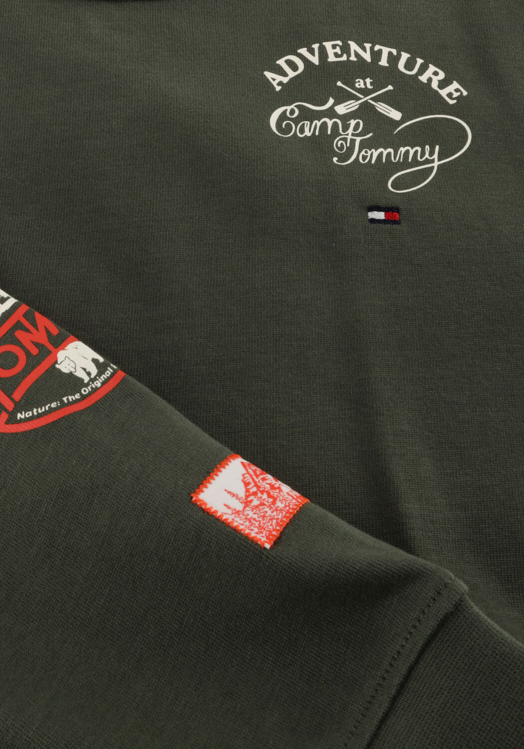 Donkergroene TOMMY HILFIGER Trui CAMP TOMMY MULTI PRINT TEE LS - large