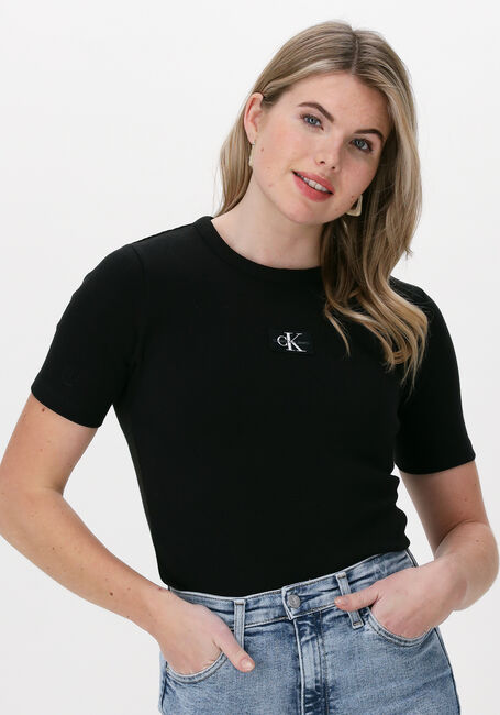 Zwarte CALVIN KLEIN T-shirt BADGE WAFFLE TEE W - large