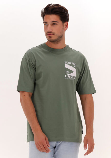 Groene COLOURFUL REBEL T-shirt L'ISOLA WASHED BASIC TEE - large