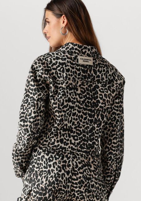 Bruine COLOURFUL REBEL Blouses OLLE LEOPARD CROPPED DENIM BLOUSE - large