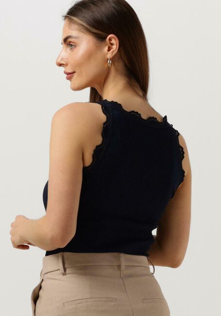 Donkerblauwe ROSEMUNDE Top SILK TOP W/ LACE - large
