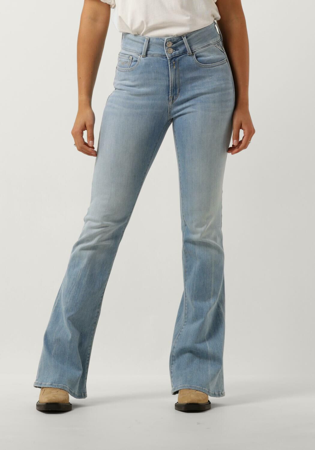 REPLAY Dames Jeans Newluz Flare Pants Lichtblauw
