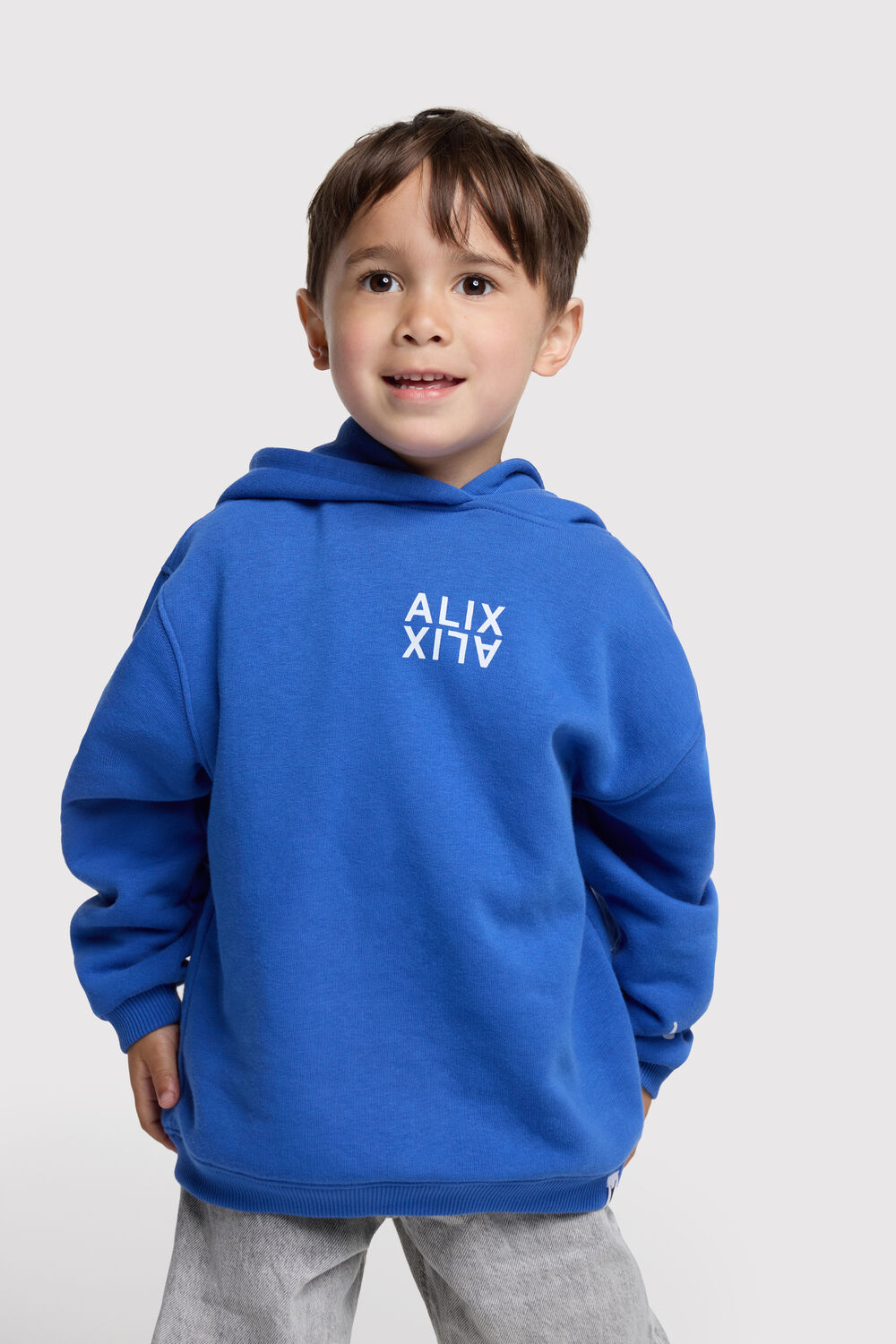 Blauwe ALIX MINI Trui KNITTED LOGO HOODY - large