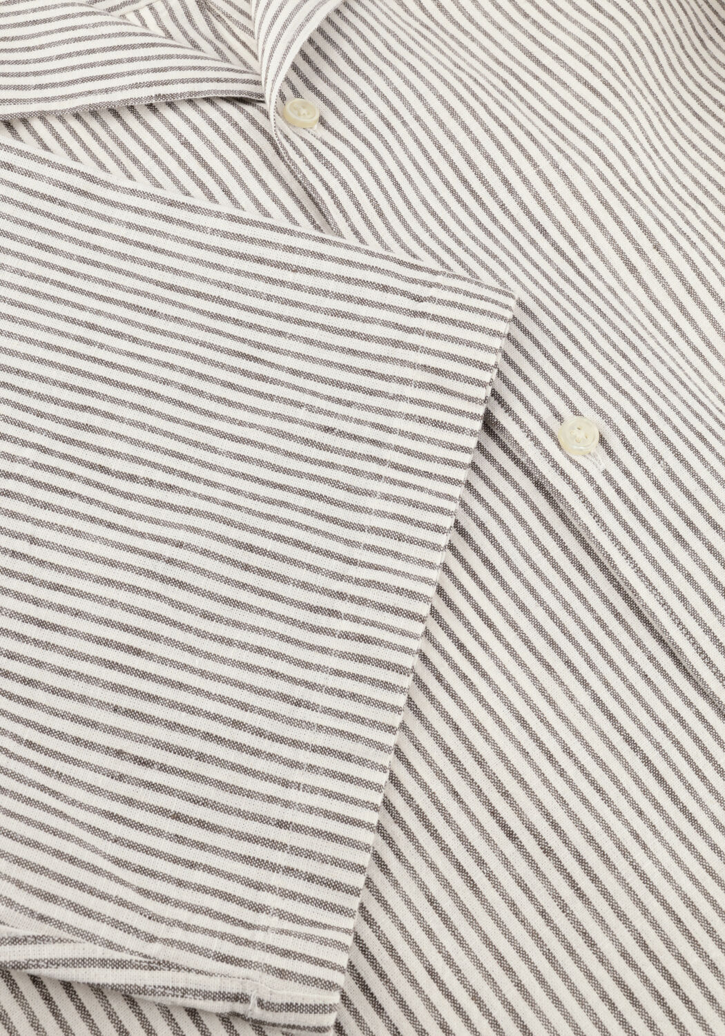 Bruine LES DEUX Casual overhemd LUKAS STRIPE COTTON LINEN SS SHIRT - large