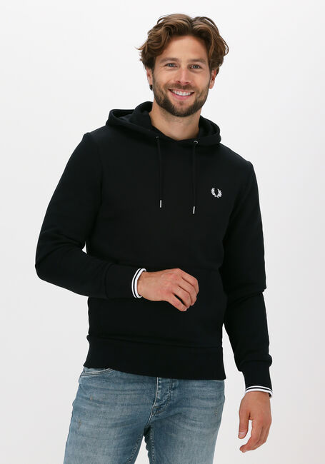 Zwarte FRED PERRY Sweater TIPPED HOODED SWEATSHIRT - large