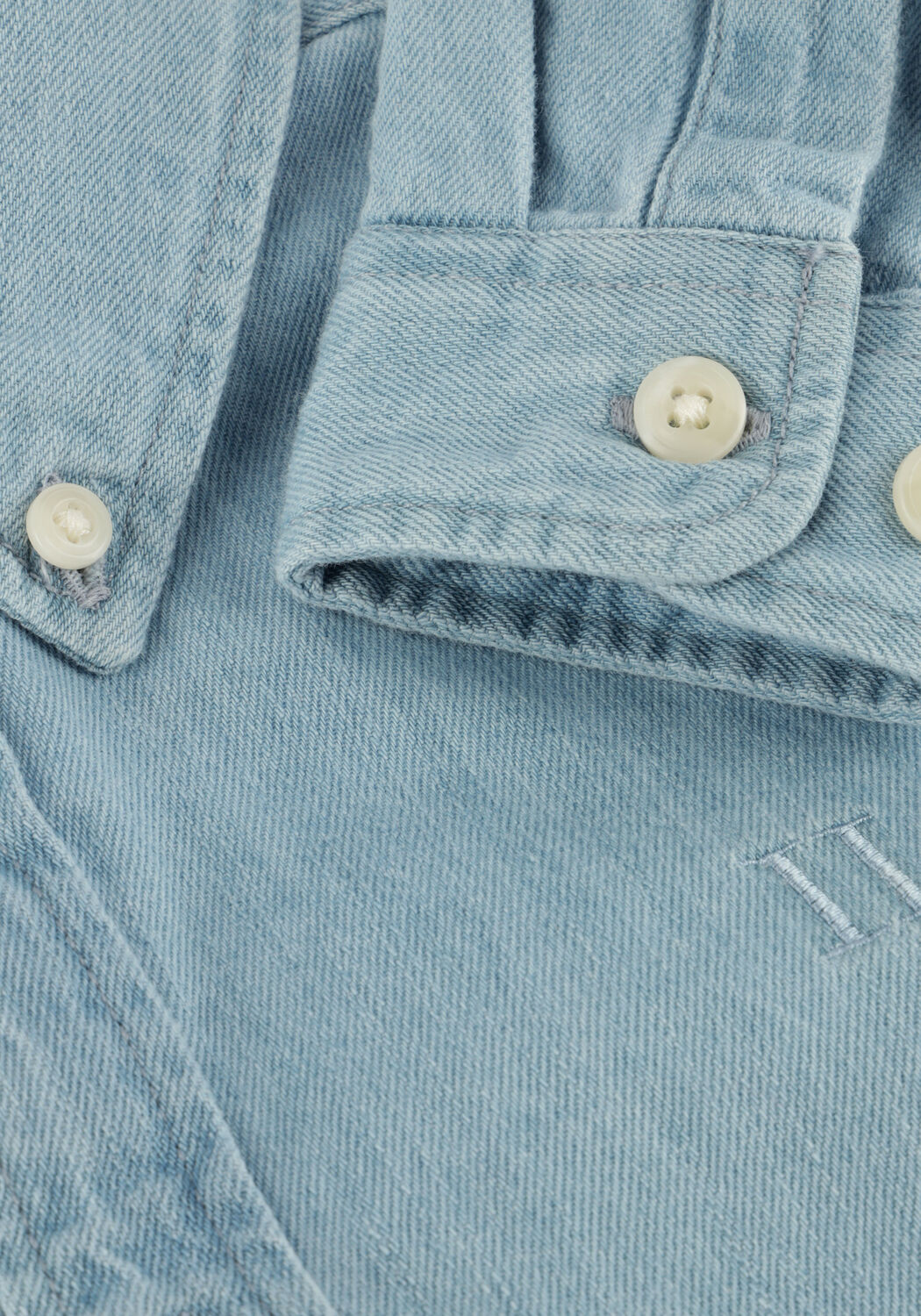 Lichtblauwe LES DEUX Casual overhemd KONRAD DENIM SHIRT - large