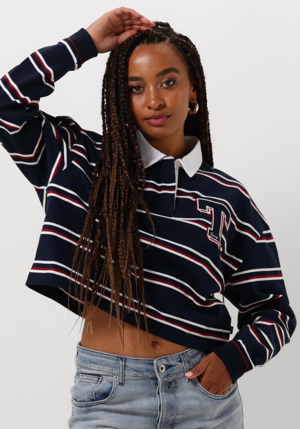 TOMMY JEANS Dames Tops & T-shirts Tjw Letterman Stripe Blauw
