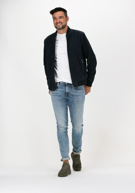 Blauwe SELECTED MEN Leren jas SLHICONIC BOMBER SUEDE JKT W S - large