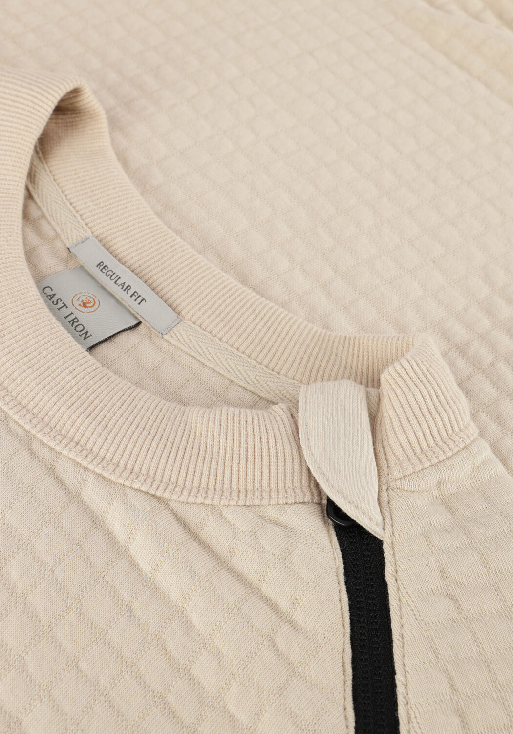 Beige CAST IRON Trui LONG SLEEVE R-NECK JACQUARD WAFFLE COTTON BLEND - large