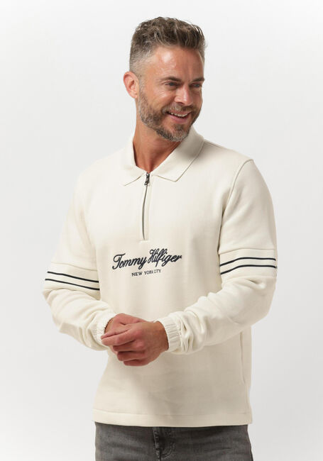 Beige TOMMY HILFIGER Trui MIXED TYPE POPOVER SWEATSHIRT - large