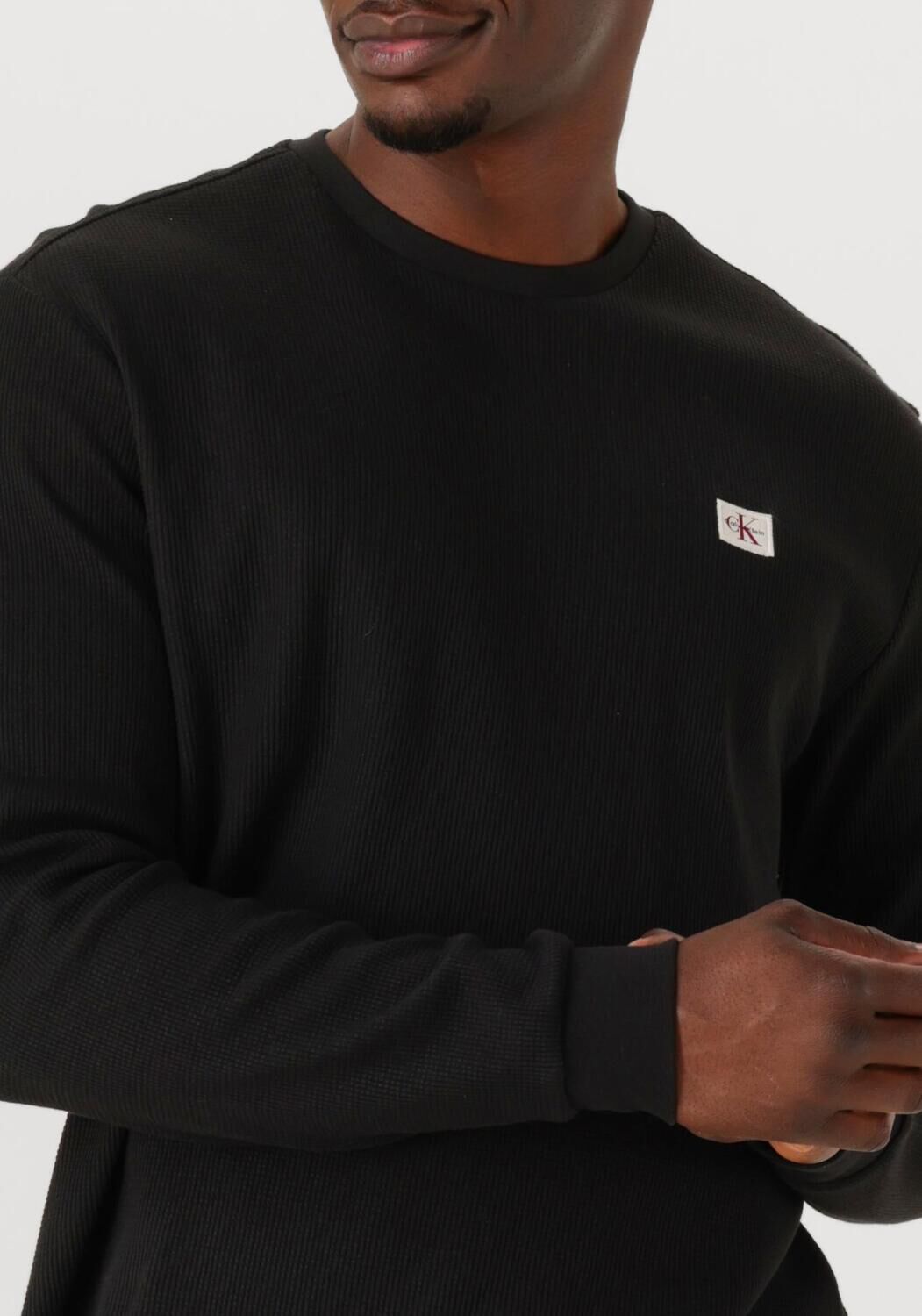 CALVIN KLEIN Heren Truien & Vesten Ls Waffle Badge Crewnk Tee Zwart