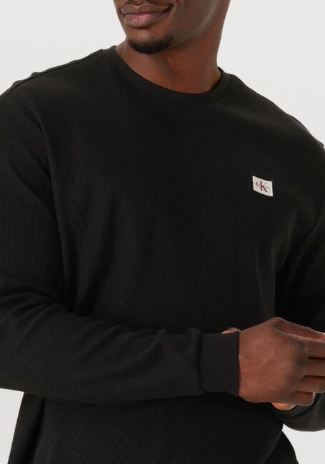 Zwarte CALVIN KLEIN Trui LS WAFFLE BADGE CREWNK TEE - large