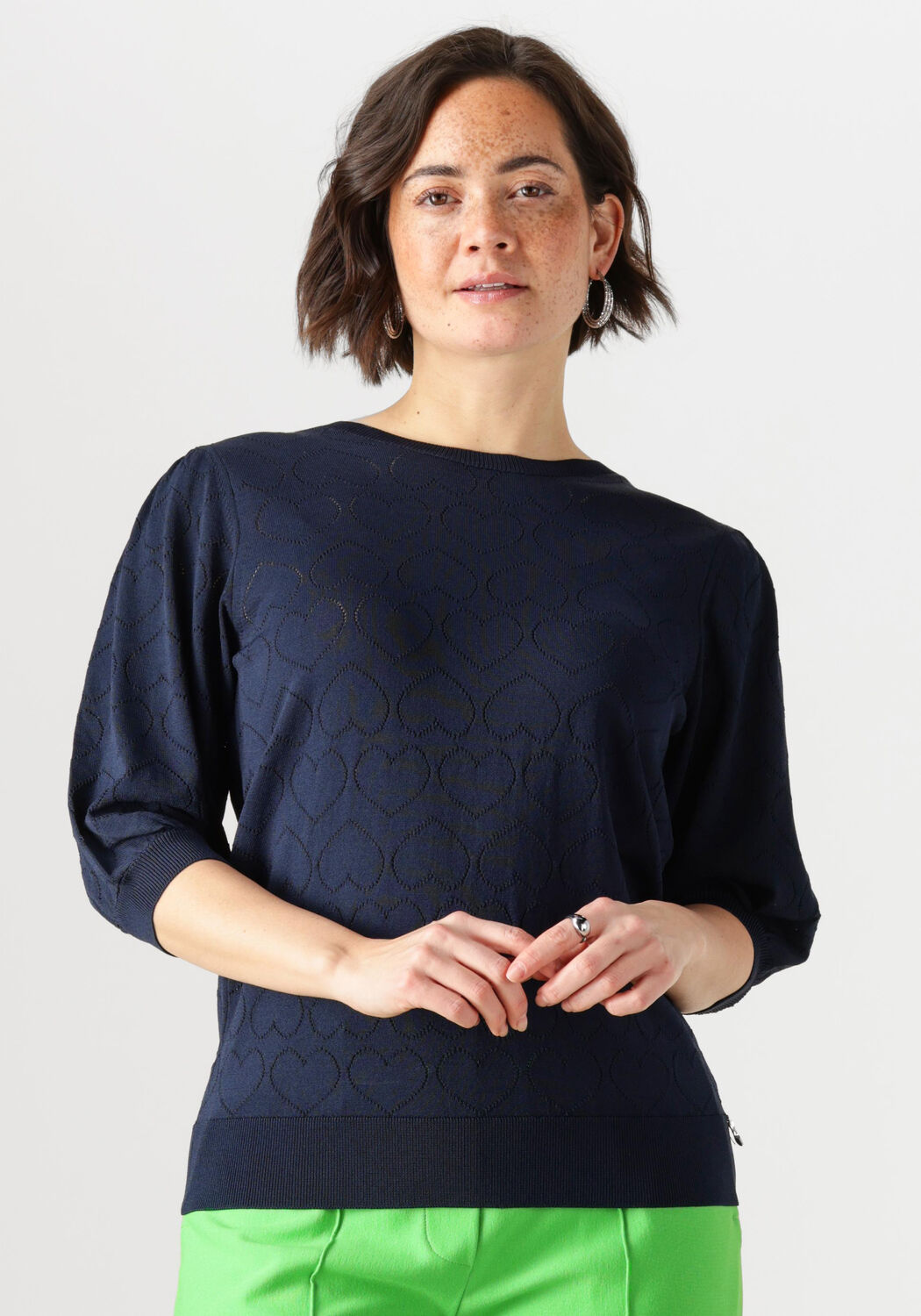 JANSEN AMSTERDAM Dames Tops & T-shirts Judith Top Jk 136 Short Sleeve Donkerblauw