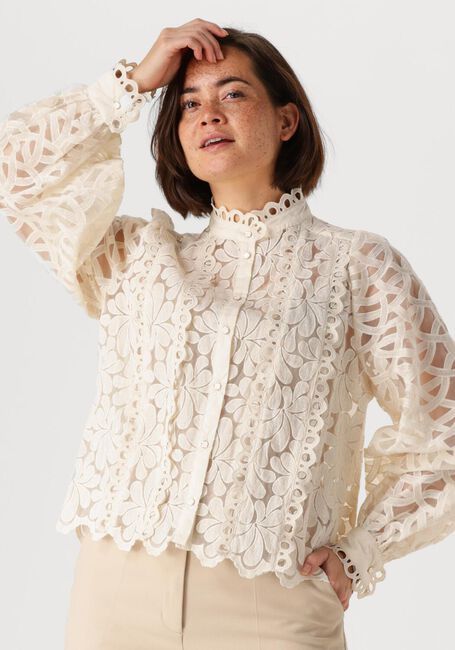 Witte SUMMUM Blouses BLOUSE LACE ORGANZA - large