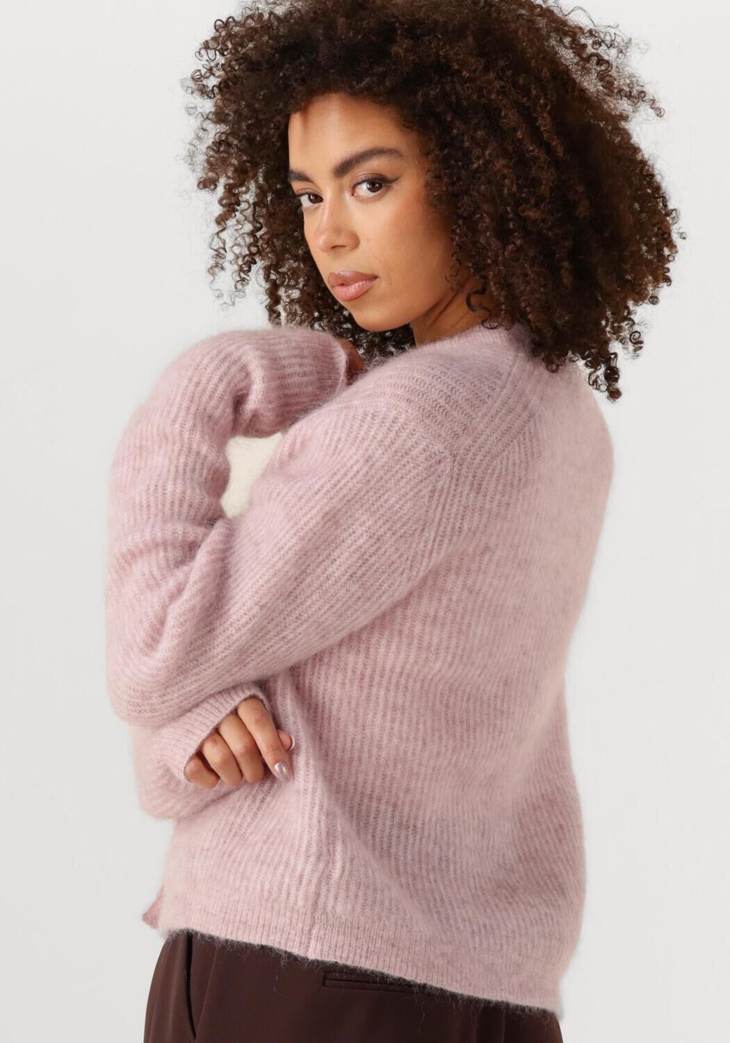 SECOND FEMALE Dames Truien & Vesten Andrea Knit Rib Ls Cardigan Roze
