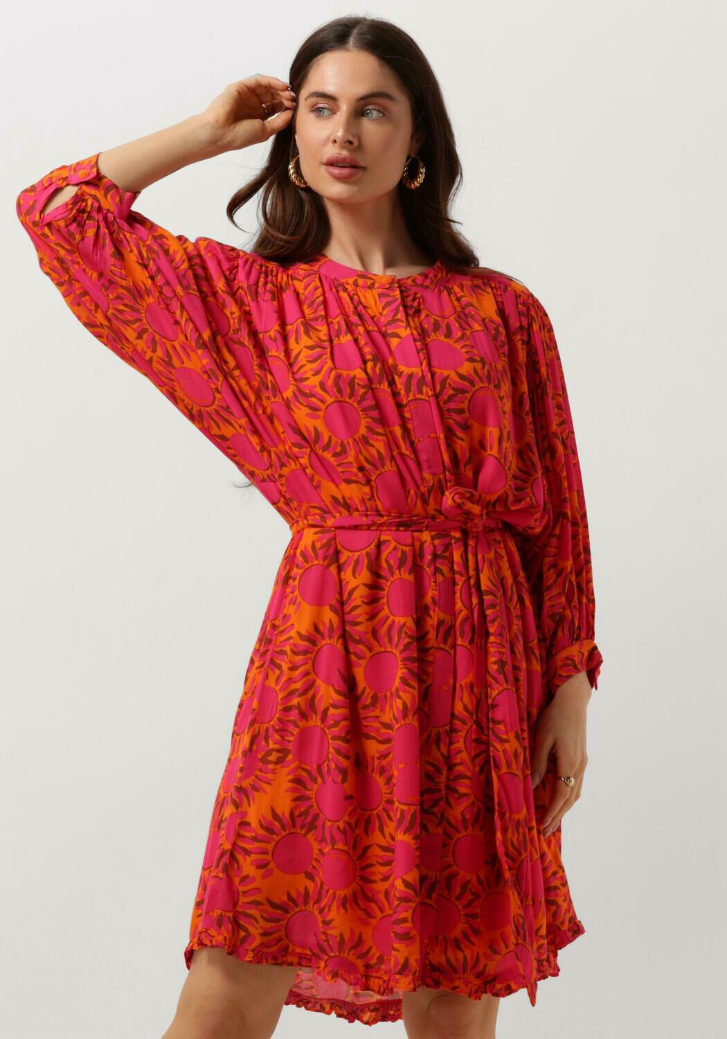 HARPER & YVE blousejurk MAE-DR met all over print en ceintuur roze oranje