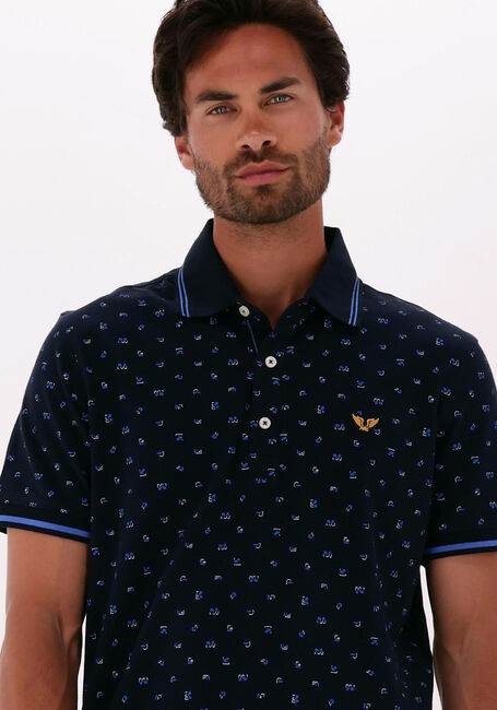 Donkerblauwe PME LEGEND Polo SHORT SLEEVE POLO FINE PIQUE ALL OVER PRINT - large