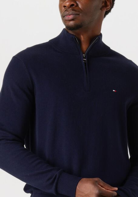 Donkerblauwe TOMMY HILFIGER Trui PIMA ORG CTN CASHMERE ZIP MOCK - large