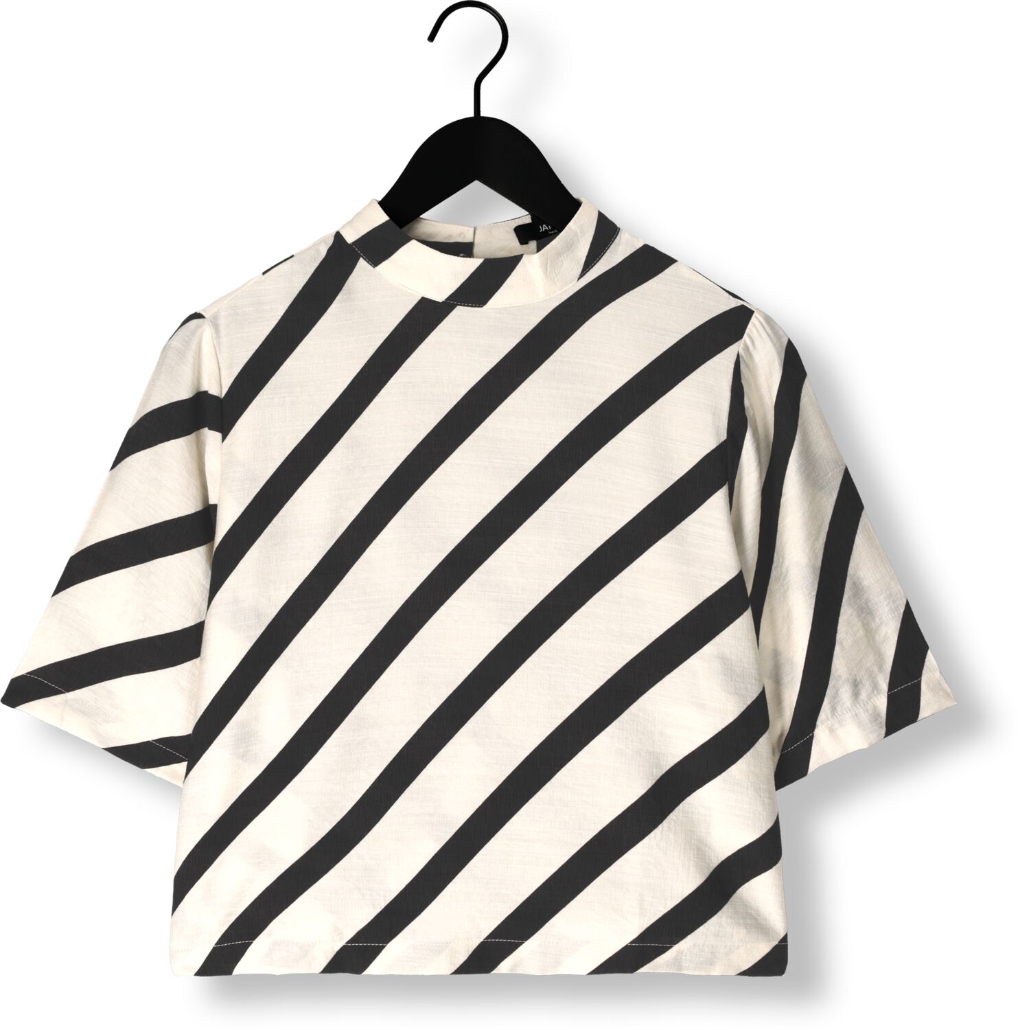 JANSEN AMSTERDAM Dames Blouses Teddie Blouse Bs 116 Short Sleeve High Neck Wit