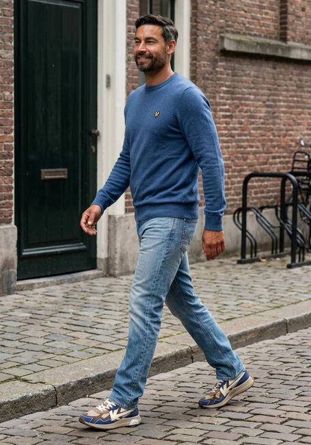 Blauwe LYLE & SCOTT Trui COTTON MERINO CREW NECK JUMPER - large