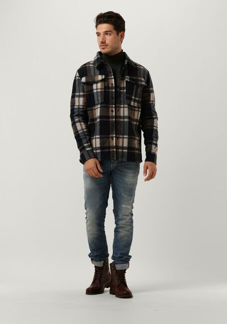 Donkerblauwe PUREWHITE Overshirt CHECK WOOL LOOK SHIRT - large