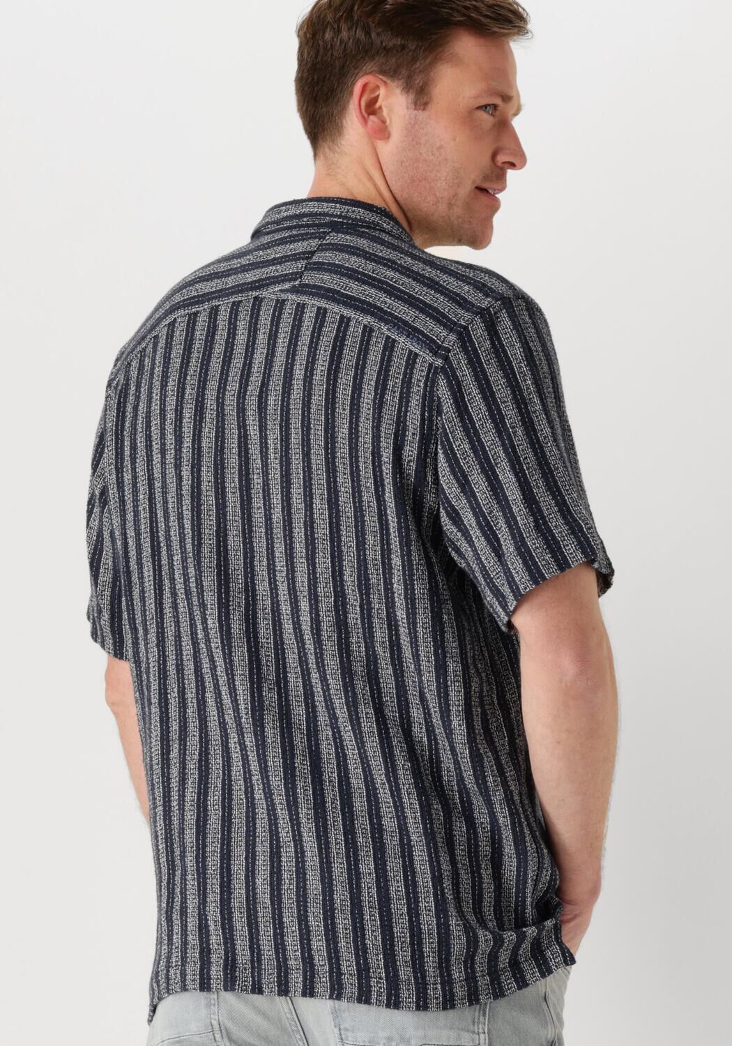 CAST IRON Heren Overhemden Short Sleeve Shirt Yd Stripe Regular Fit Blauw