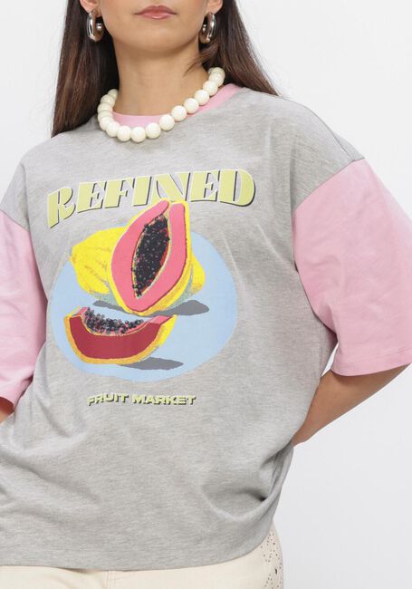 Grijze REFINED DEPARTMENT T-shirt LOUI 9986 - large