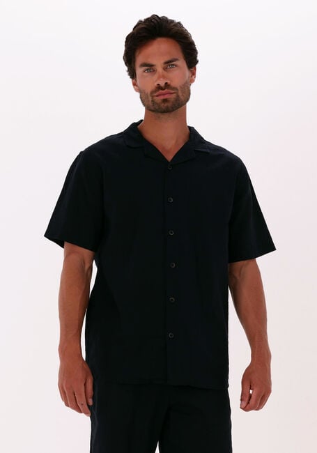 Donkerblauwe ANERKJENDT Casual overhemd AKLEO LINEN SHIRT - large