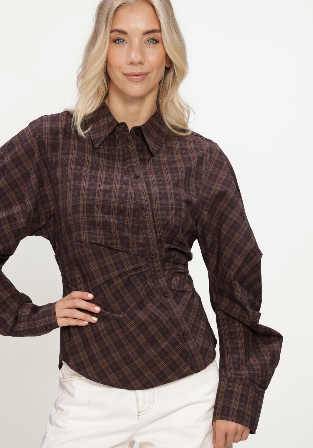 Bruine NOTRE-V Blouses NV-ISA BIG CHECK - large