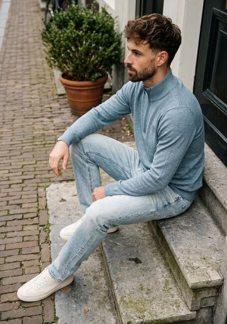 Blauwe BUTCHER OF BLUE Trui LT CLIFDEN HALF ZIP - large