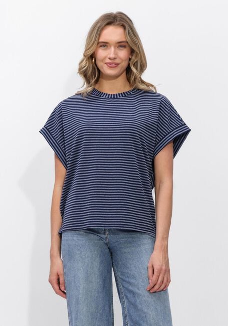 Blauwe SUMMUM T-shirt TOP TWO TONE LUREX STRIPE - large