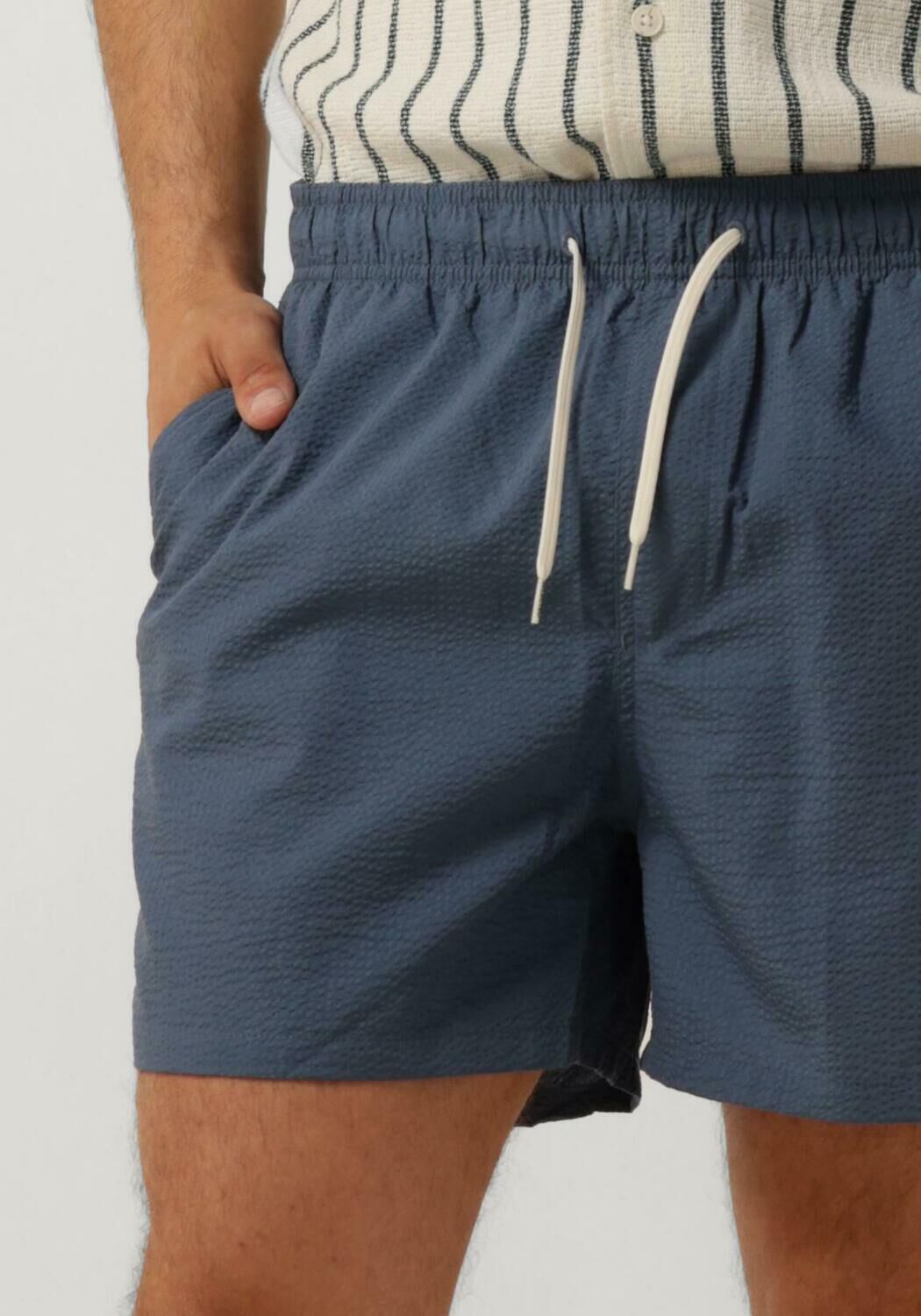 SELECTED HOMME Heren Zwembroeken Slhcooper Seersucker Swimshorts Blauw