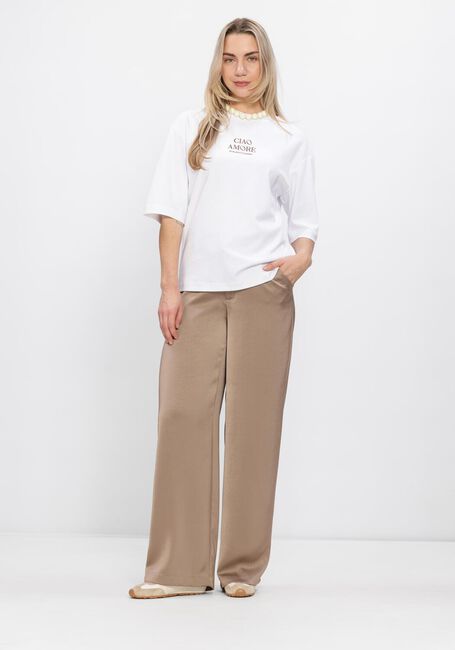 Taupe NEO NOIR Wijde broek EMMETT HEAVY SATEEN PANTS - large
