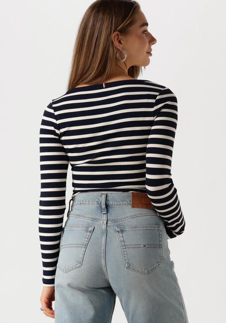 Blauwe TOMMY HILFIGER Top SLIM 5X2 RIB O-NK LS - large