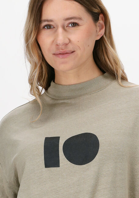 Groene 10DAYS T-shirt HIGH NECK TEE LINEN - large