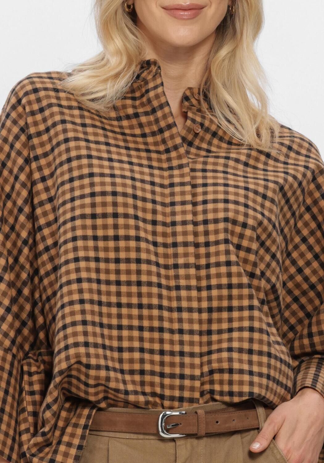Camel WITHBLACK Blouses WBLMADISON CHECK BAT SHIRT - large